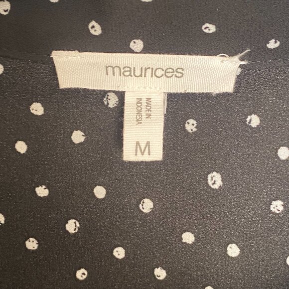 Maurices long sleeve black and white polka dot print women's blouse - Picture 3 of 3
